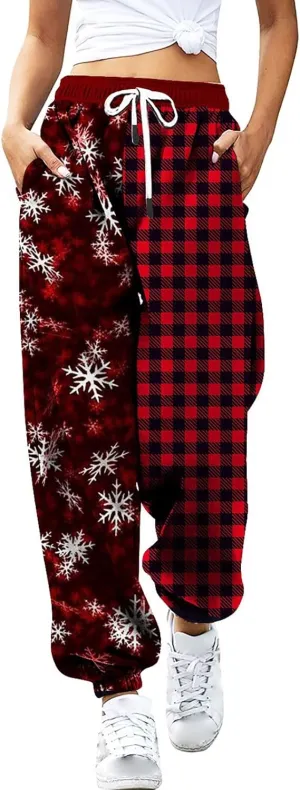 sdbrld Wide Leg Sweatpants Women Casual 3D Novelty Printed Ladies Sweatpants High Waist Warm Bottoming Pants Lounge Trousers