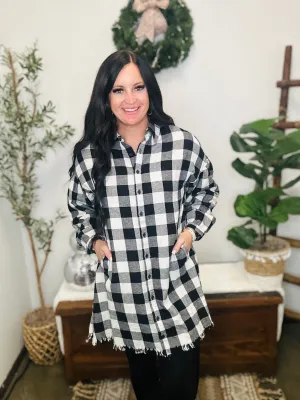 Starla Oversized Black Plaid Shirt