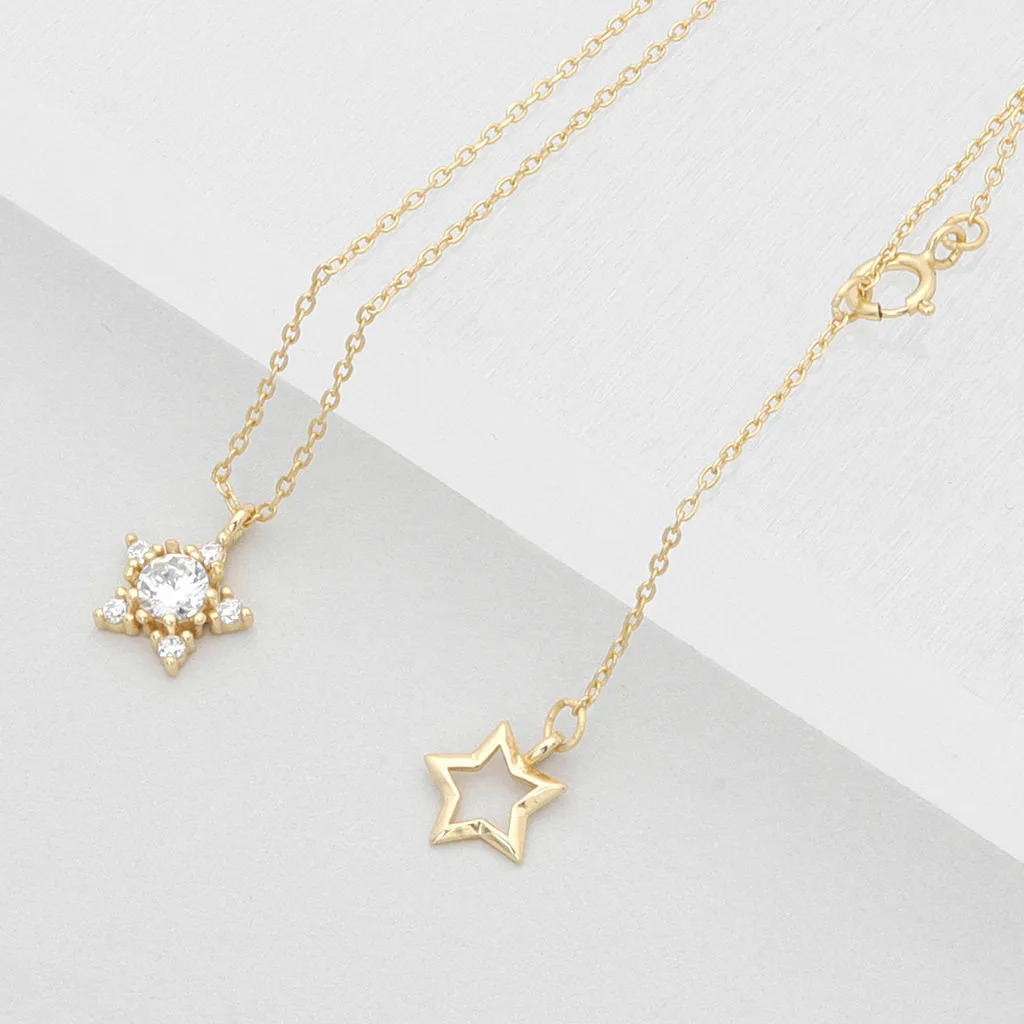 Sterling Silver C.Z Star Necklace