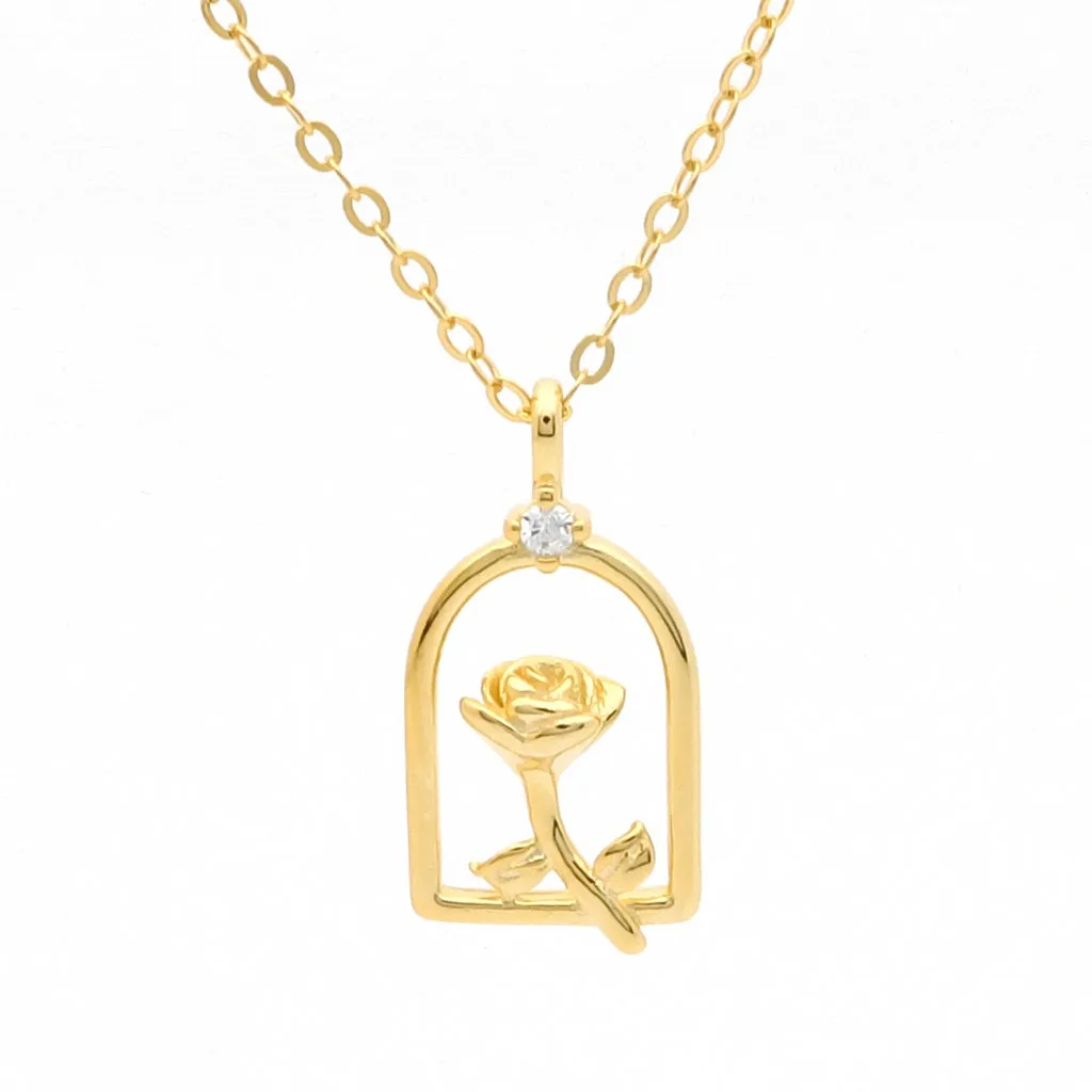 Sterling Silver Rose Necklace