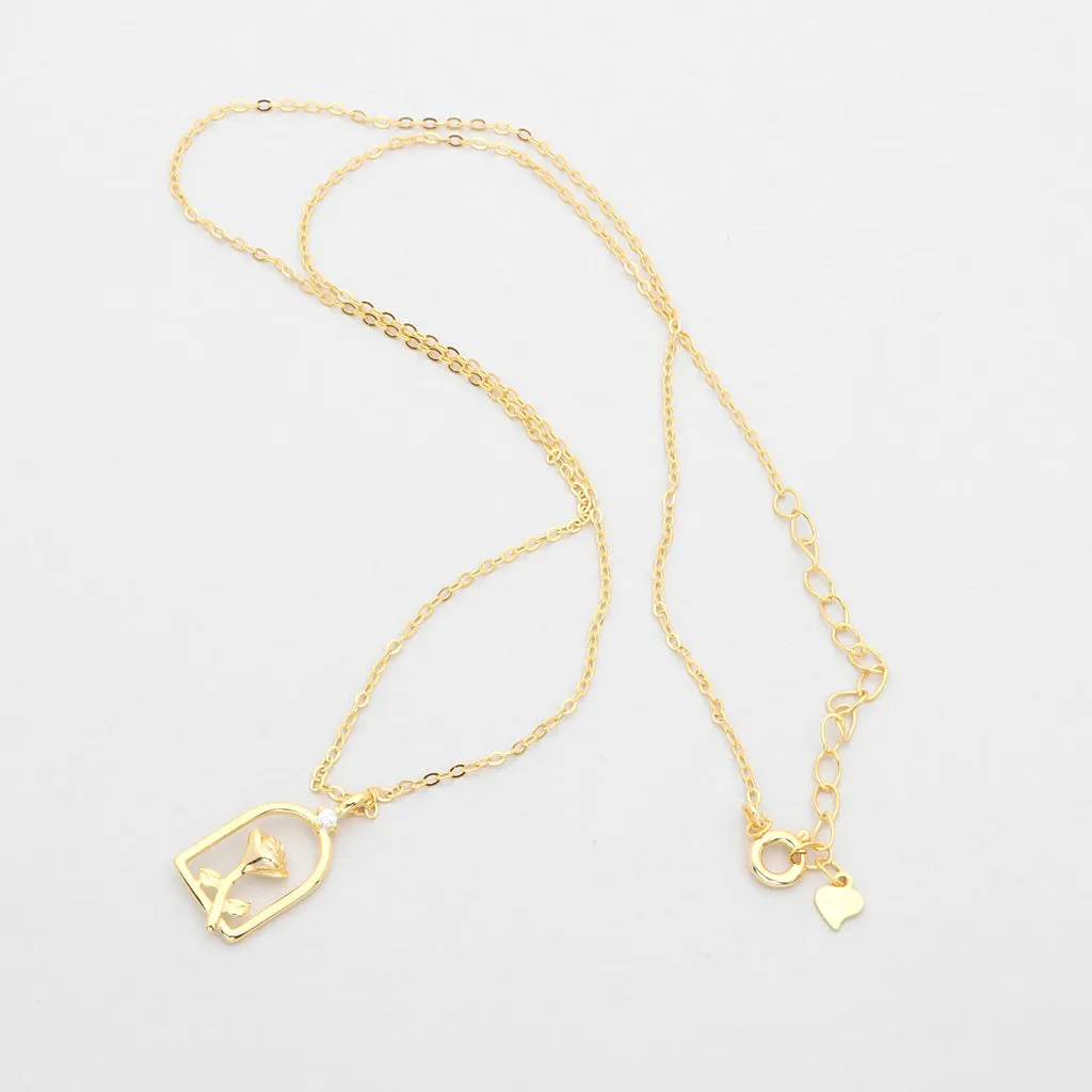 Sterling Silver Rose Necklace
