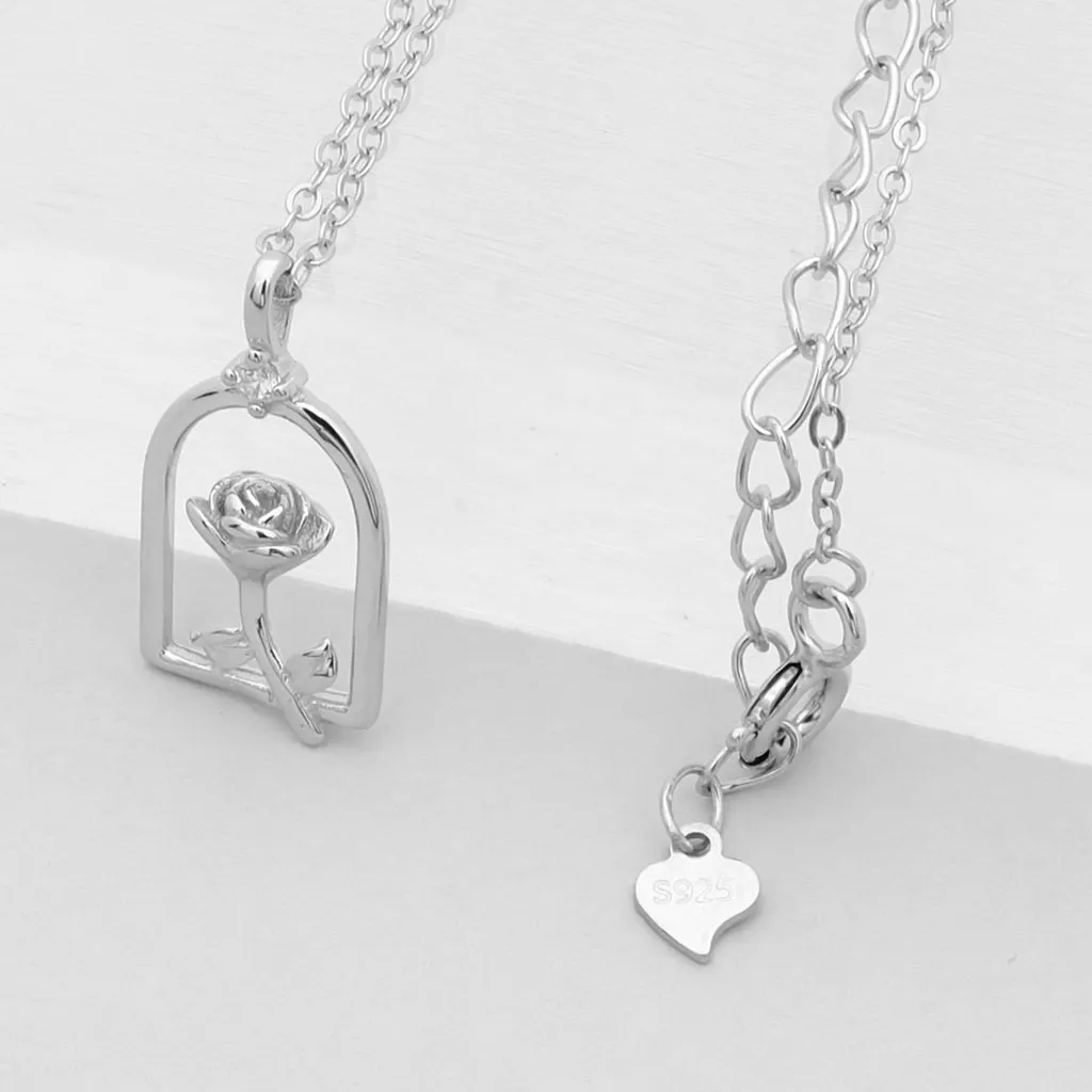 Sterling Silver Rose Necklace