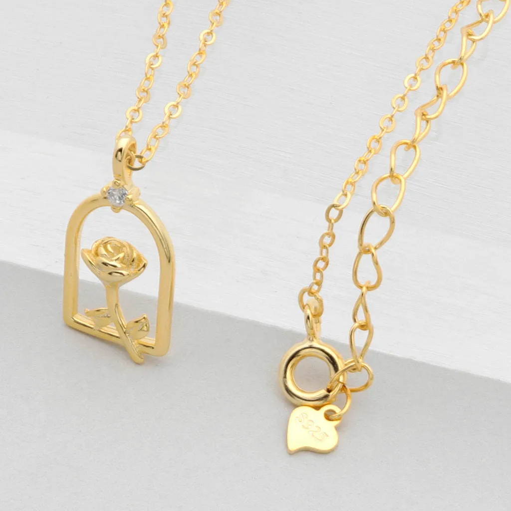 Sterling Silver Rose Necklace