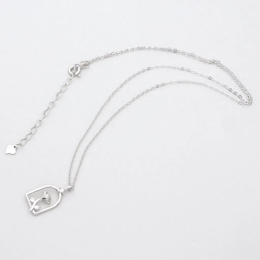Sterling Silver Rose Necklace