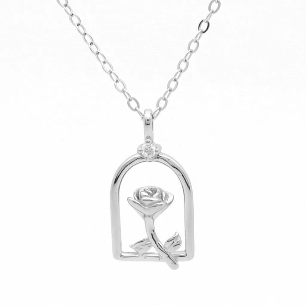 Sterling Silver Rose Necklace