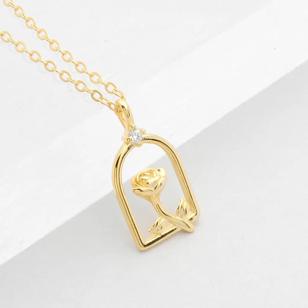 Sterling Silver Rose Necklace