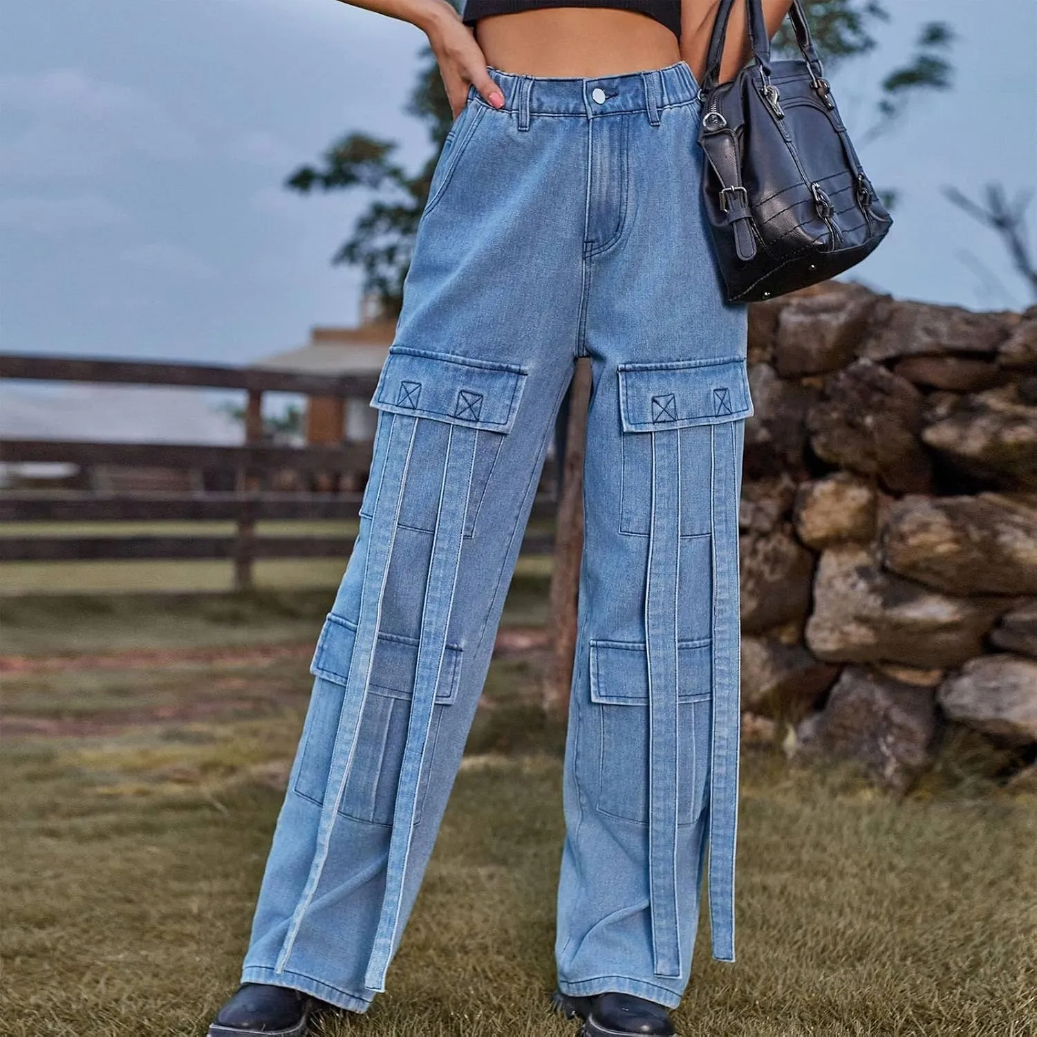Straight Leg Jeans for Women High Waisted Wide Leg Boyfriend Denim Pants Frayed Raw HemCasual Baggy Trousers
