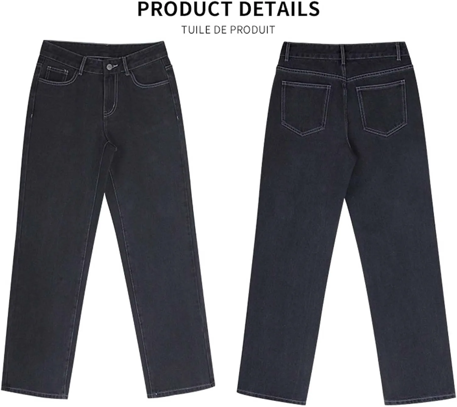Straight Leg Jeans for Women High Waisted Wide Leg Boyfriend Denim Pants Frayed Raw HemCasual Baggy Trousers