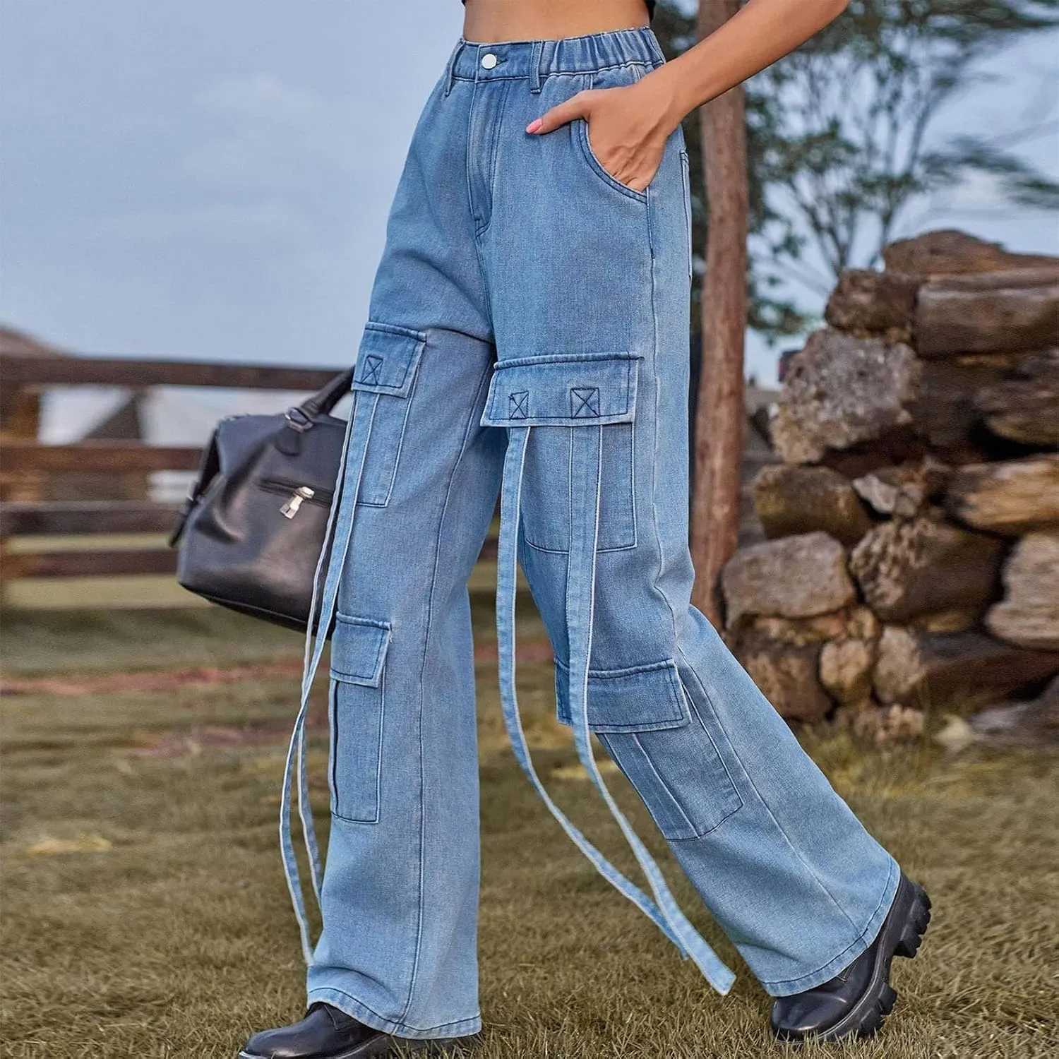 Straight Leg Jeans for Women High Waisted Wide Leg Boyfriend Denim Pants Frayed Raw HemCasual Baggy Trousers