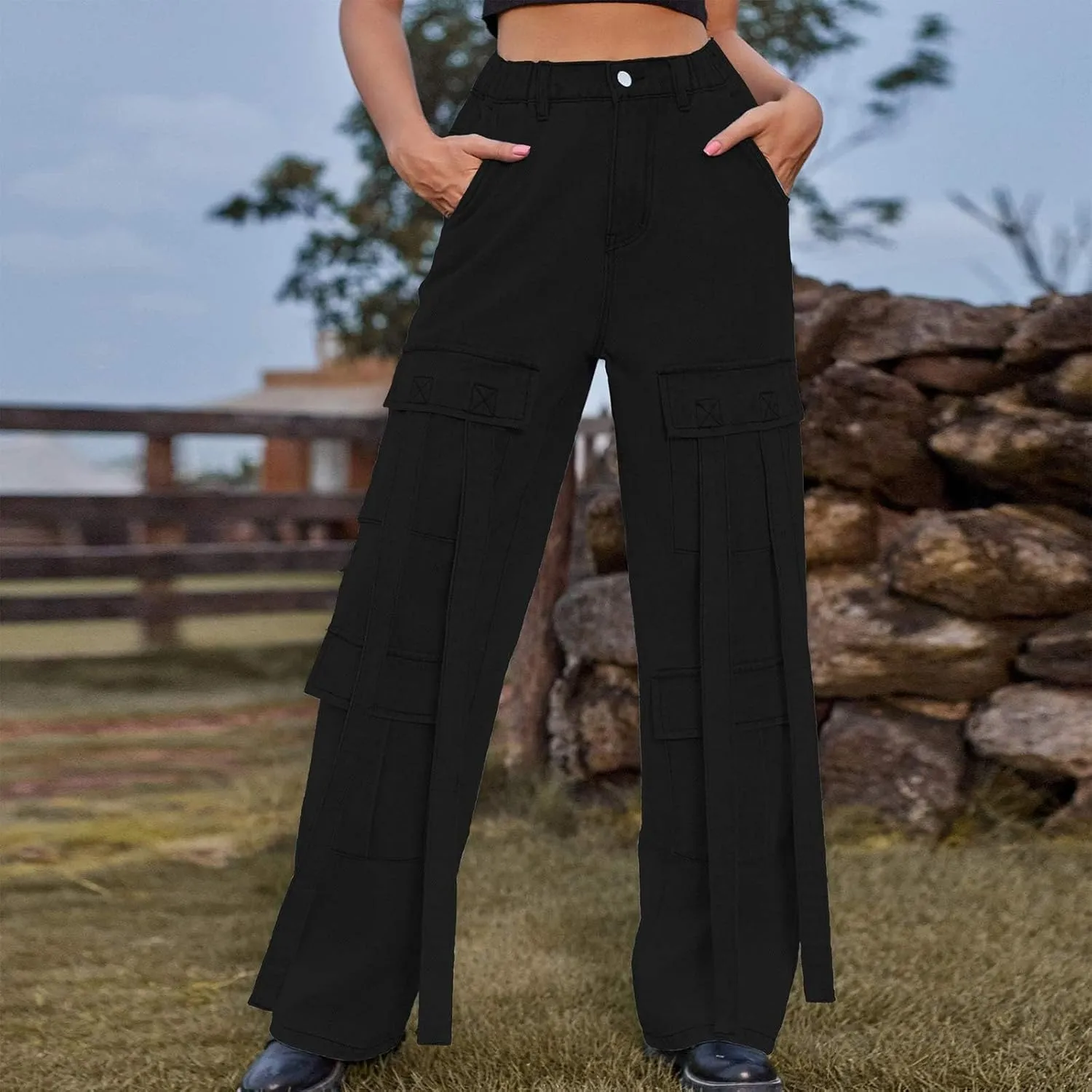 Straight Leg Jeans for Women High Waisted Wide Leg Boyfriend Denim Pants Frayed Raw HemCasual Baggy Trousers