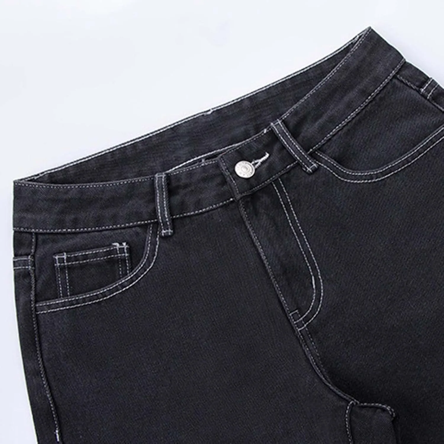 Straight Leg Jeans for Women High Waisted Wide Leg Boyfriend Denim Pants Frayed Raw HemCasual Baggy Trousers