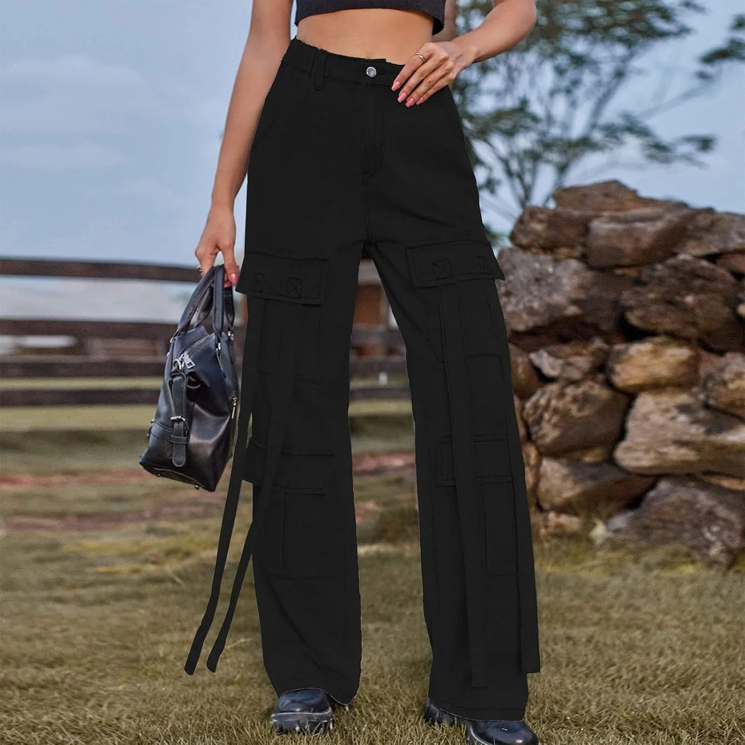 Straight Leg Jeans for Women High Waisted Wide Leg Boyfriend Denim Pants Frayed Raw HemCasual Baggy Trousers