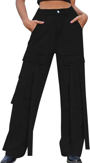 Straight Leg Jeans for Women High Waisted Wide Leg Boyfriend Denim Pants Frayed Raw HemCasual Baggy Trousers