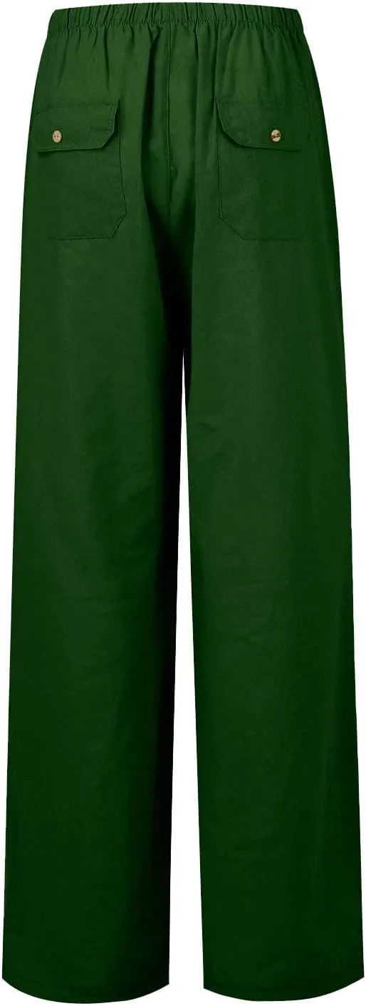 Striped Linen Pants for Women Women's Spring and Summer Cotton and Linen Trousers Loose Plus Size Wide Leg Pants