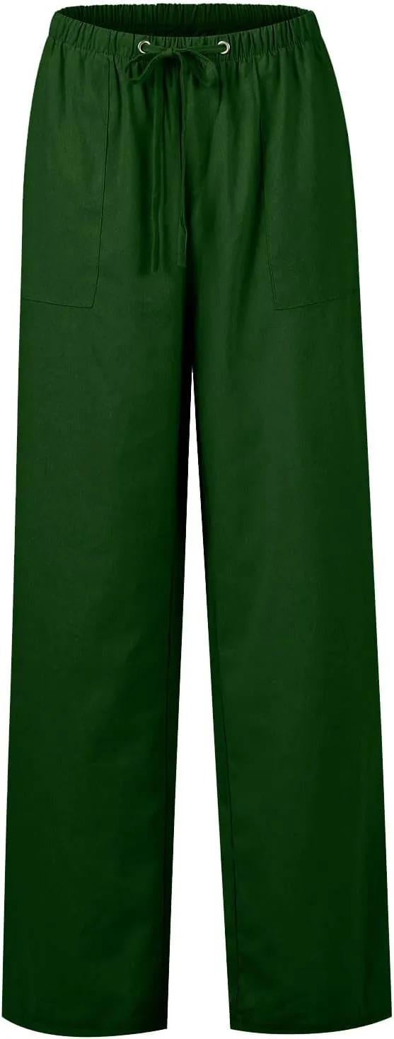 Striped Linen Pants for Women Women's Spring and Summer Cotton and Linen Trousers Loose Plus Size Wide Leg Pants