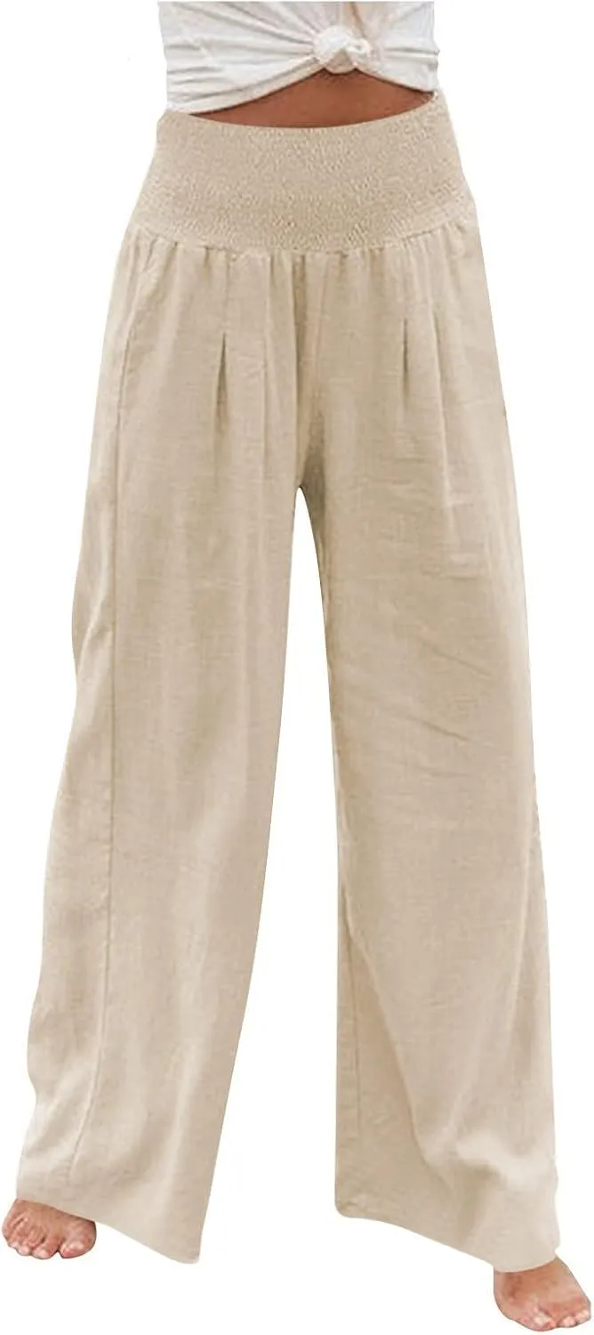 Striped Linen Pants for Women Women's Spring and Summer Cotton and Linen Trousers Loose Plus Size Wide Leg Pants