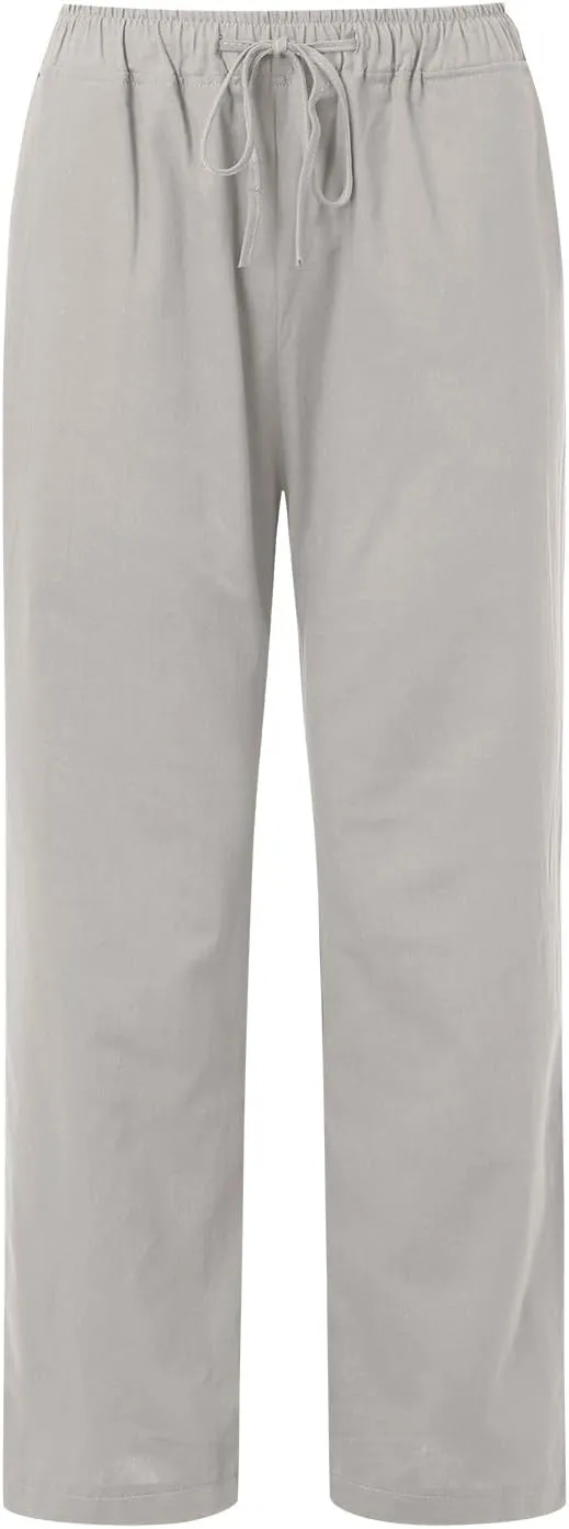 Summer Casual Pants For Women 2024 Trendy High Waist Pants Wide Leg Linen Palazzo Pants Lightweight Flowy Trouser