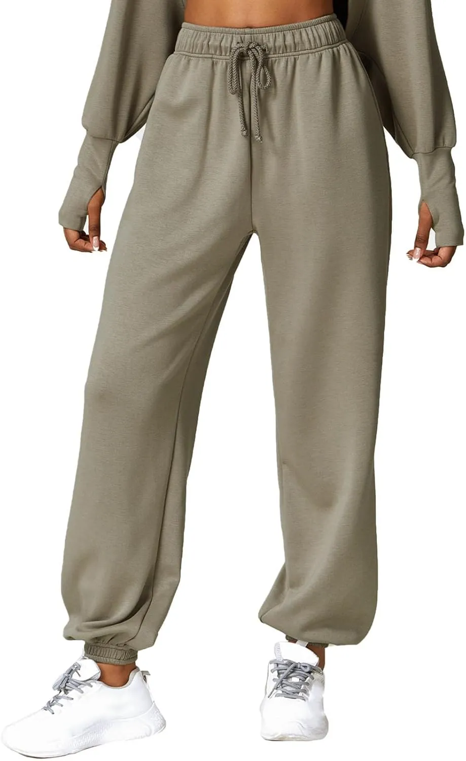 Sunwittafy Women's High Waist Sweatpants Lined Fleece Joggers with Pockets Lounge Athletic Workout Sweat Pants Trousers