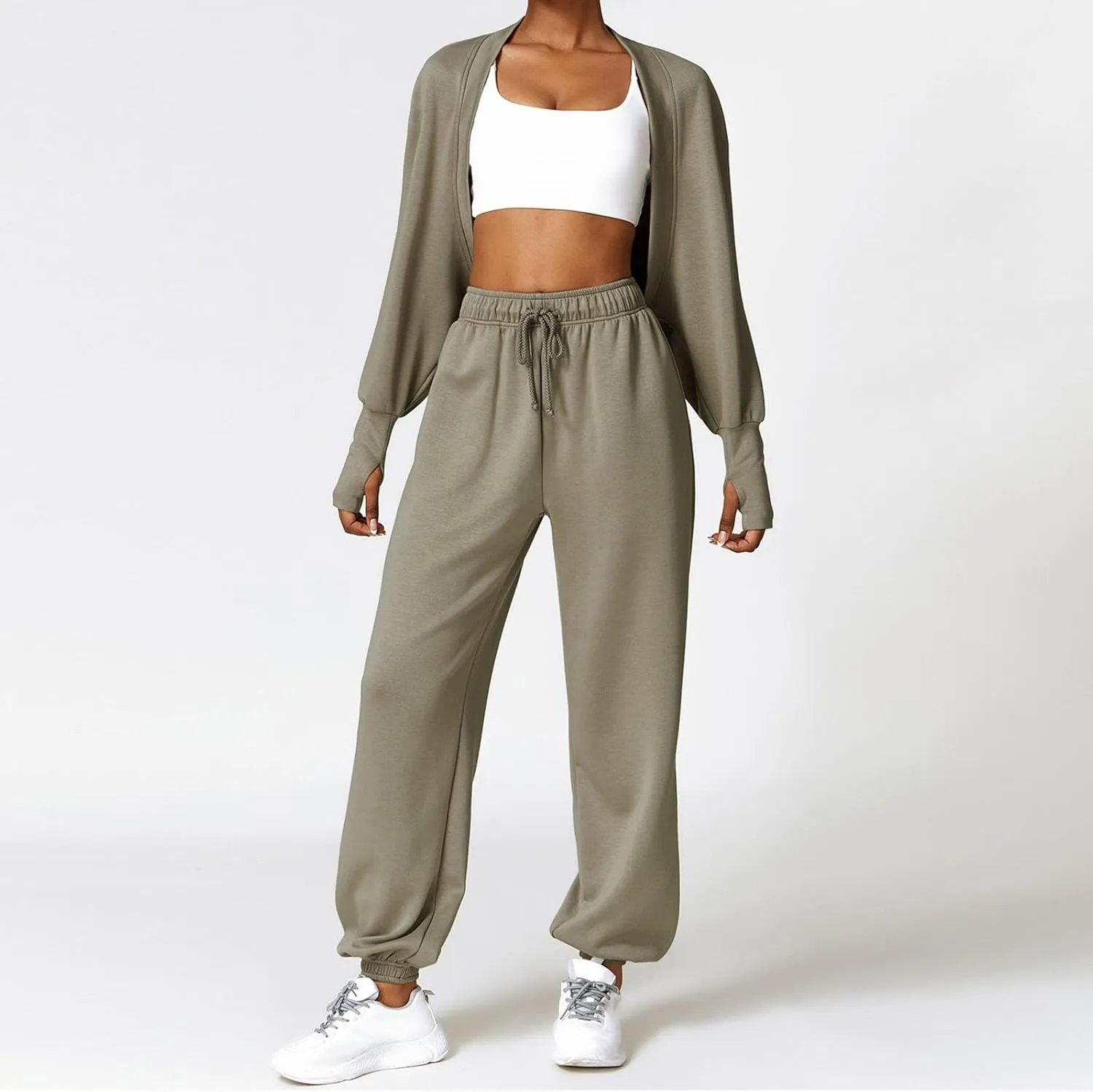 Sunwittafy Women's High Waist Sweatpants Lined Fleece Joggers with Pockets Lounge Athletic Workout Sweat Pants Trousers