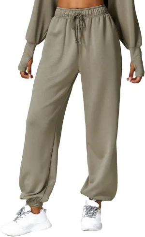 Sunwittafy Women's High Waist Sweatpants Lined Fleece Joggers with Pockets Lounge Athletic Workout Sweat Pants Trousers