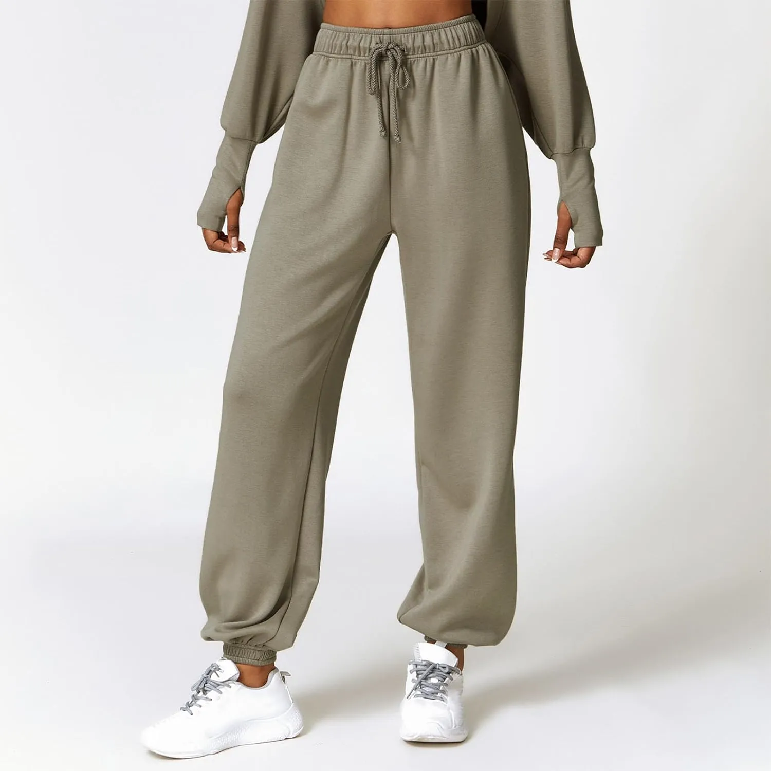 Sunwittafy Women's High Waist Sweatpants Lined Fleece Joggers with Pockets Lounge Athletic Workout Sweat Pants Trousers