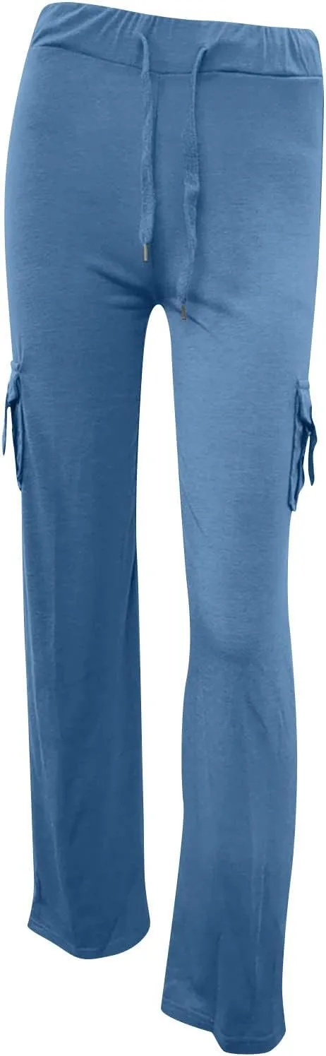 Sweatpants for Women Wide Leg Cargo Pants High Rise Yoga Leggings with Pockets Plus Size Y2K Drawstring Straight Leg Pants