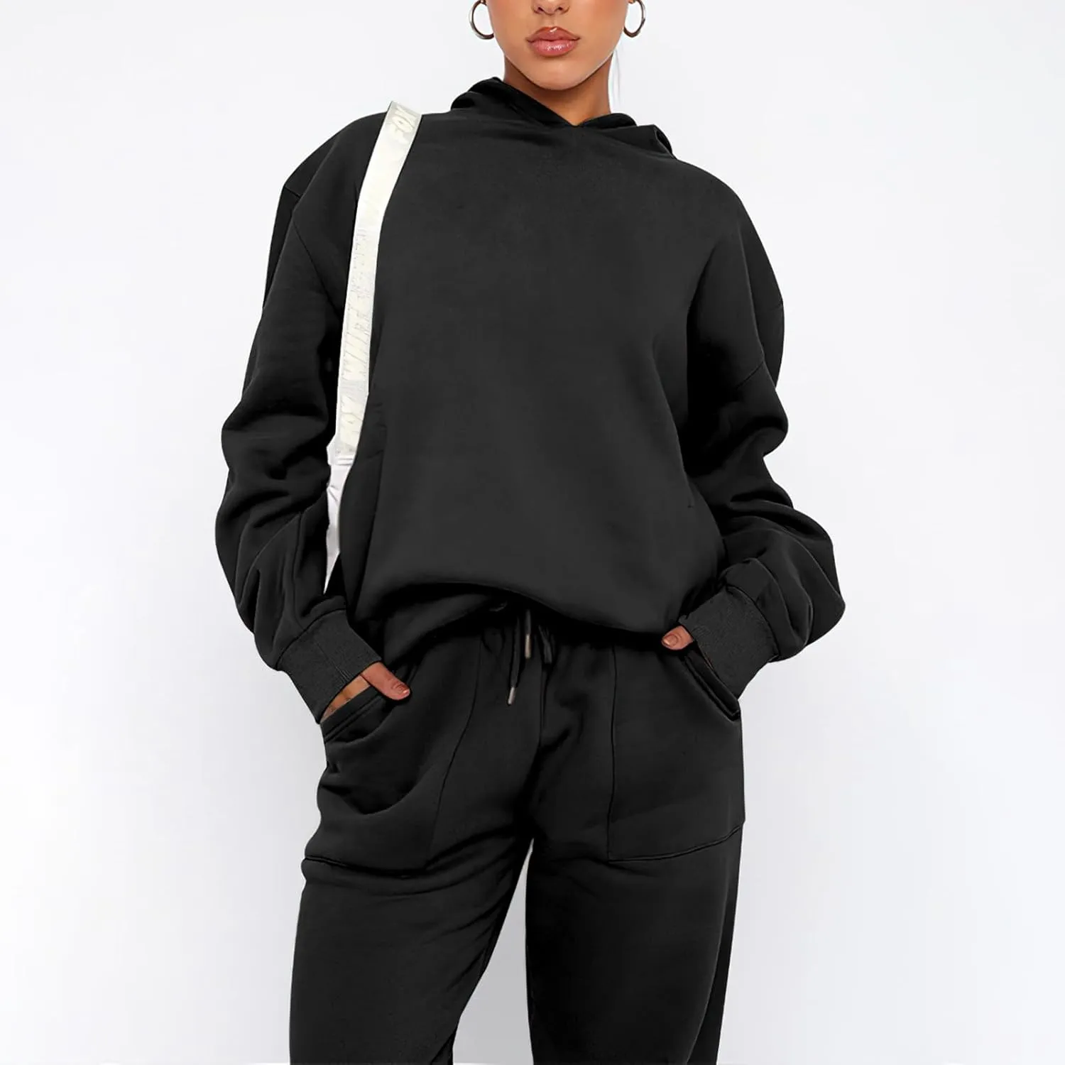 Sweatsuits for Women 2 Piece Outfits Fleece Oversized Hoodies and Sweatpants Jogger Winter Fall Tracksuit Set