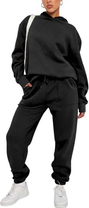 Sweatsuits for Women 2 Piece Outfits Fleece Oversized Hoodies and Sweatpants Jogger Winter Fall Tracksuit Set