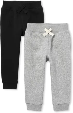 The Children's Place Baby Boys' Active Fleece Jogger Pants 2 Pack