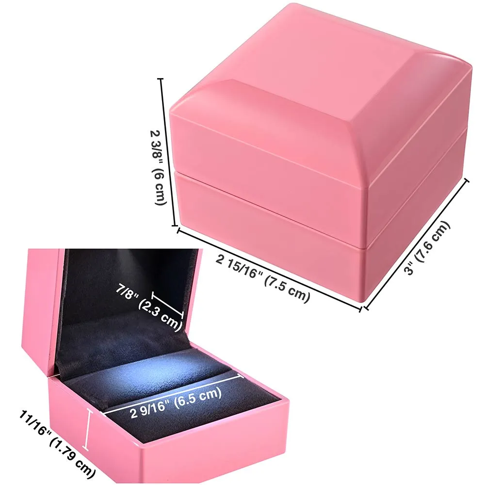 TheLAShop Double-Ring Box with Light for Engagement Wedding Birthday
