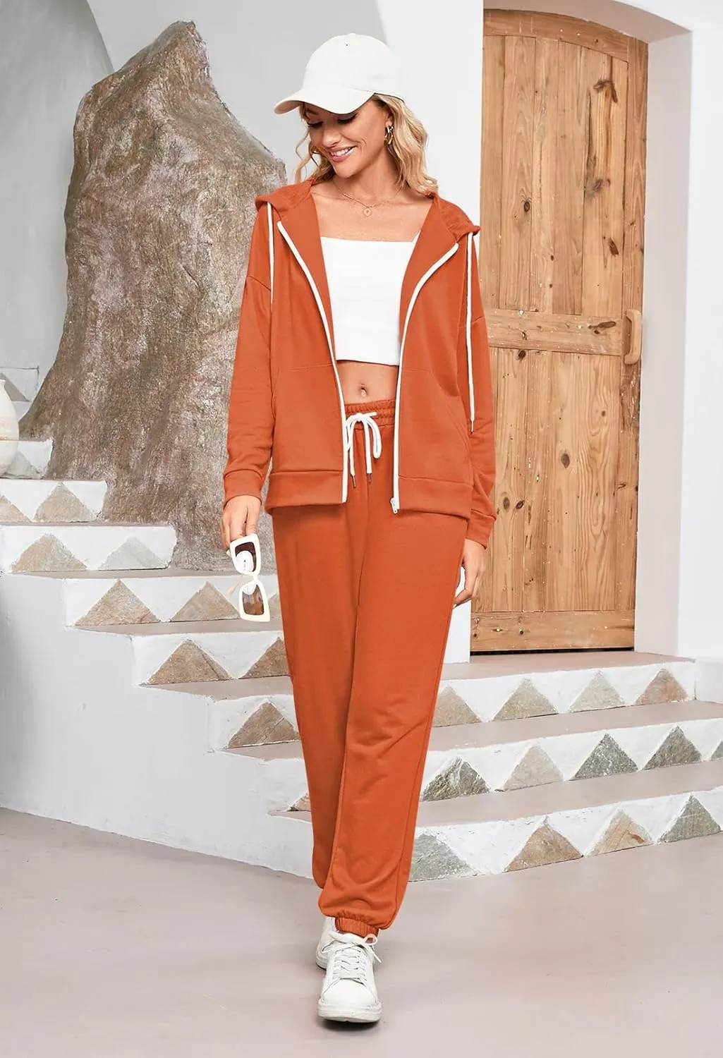 TOLENY Women's 2 Piece Workout Sets Tracksuit Hooded Sweatshirt and Long Jogger Pants Sweatsuit Outfits