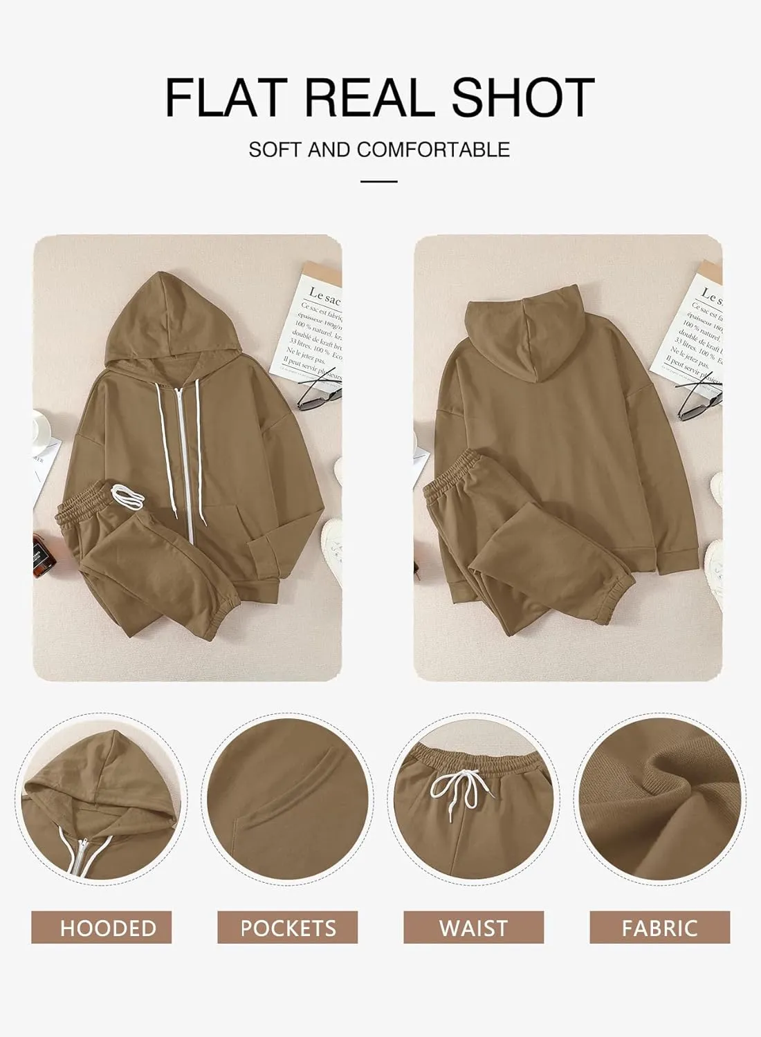 TOLENY Women's 2 Piece Workout Sets Tracksuit Hooded Sweatshirt and Long Jogger Pants Sweatsuit Outfits