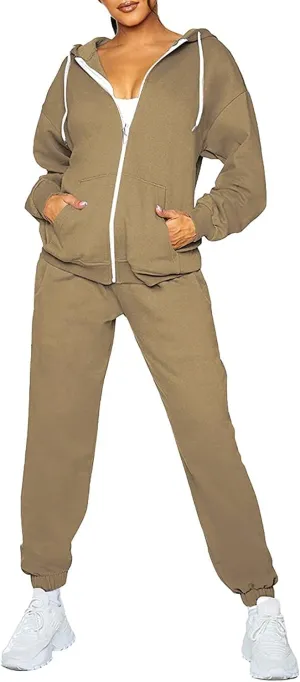 TOLENY Women's 2 Piece Workout Sets Tracksuit Hooded Sweatshirt and Long Jogger Pants Sweatsuit Outfits