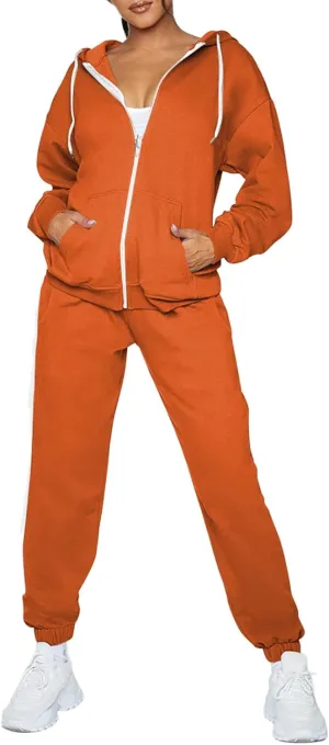 TOLENY Women's 2 Piece Workout Sets Tracksuit Hooded Sweatshirt and Long Jogger Pants Sweatsuit Outfits