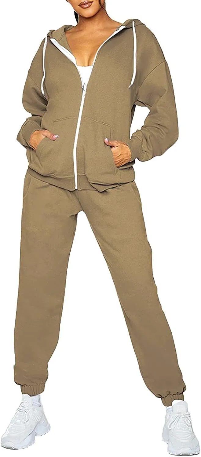 TOLENY Women's 2 Piece Workout Sets Tracksuit Hooded Sweatshirt and Long Jogger Pants Sweatsuit Outfits