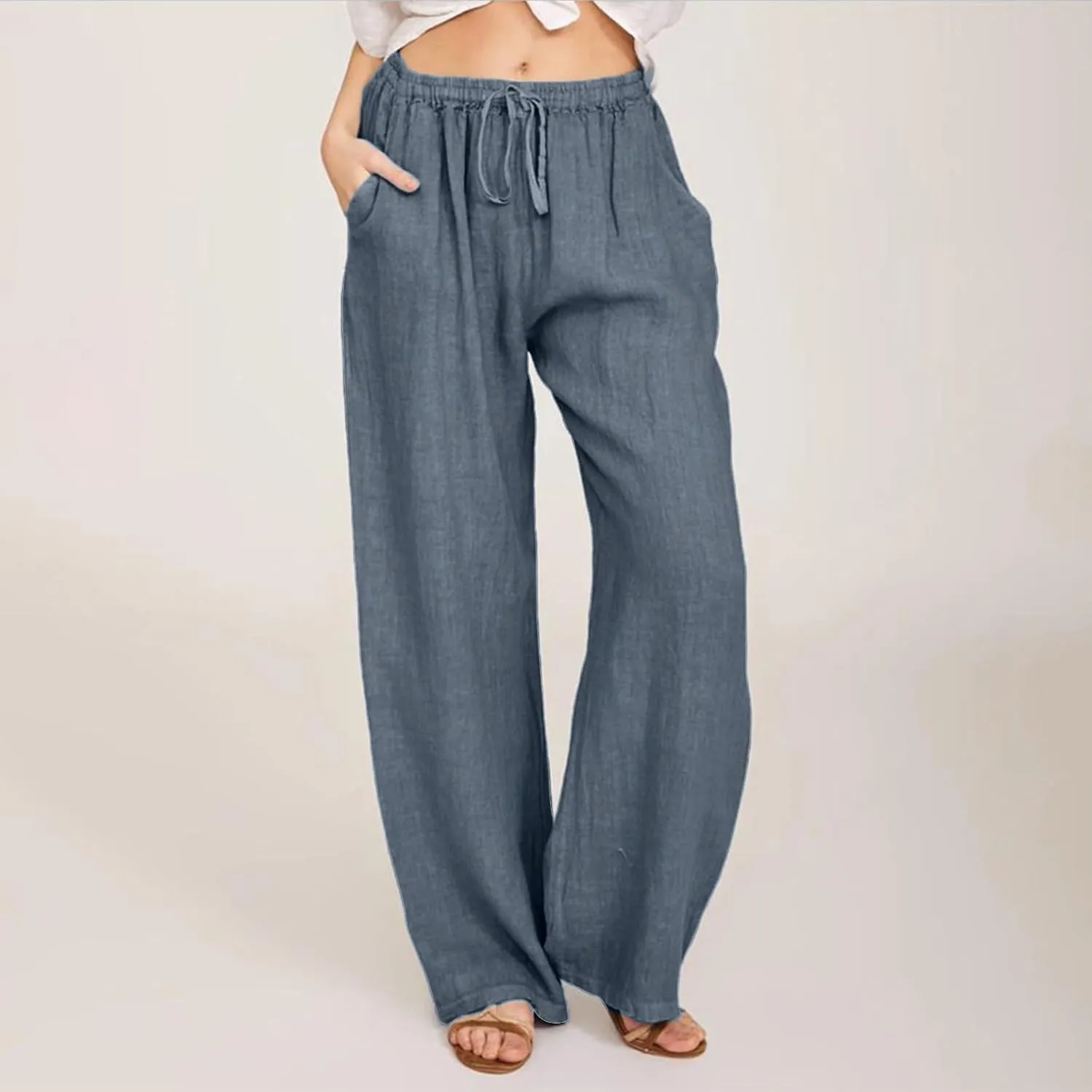 Trouser Yoga Pants for Women 2025 Baggy Y2K Summer Stretchy Boho Beach Pants Relaxed Loose Fit Elastic Lightweight Trousers