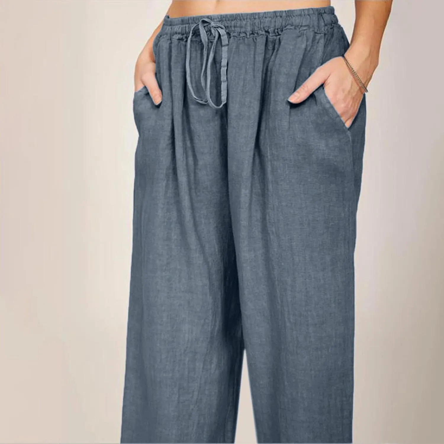 Trouser Yoga Pants for Women 2025 Baggy Y2K Summer Stretchy Boho Beach Pants Relaxed Loose Fit Elastic Lightweight Trousers