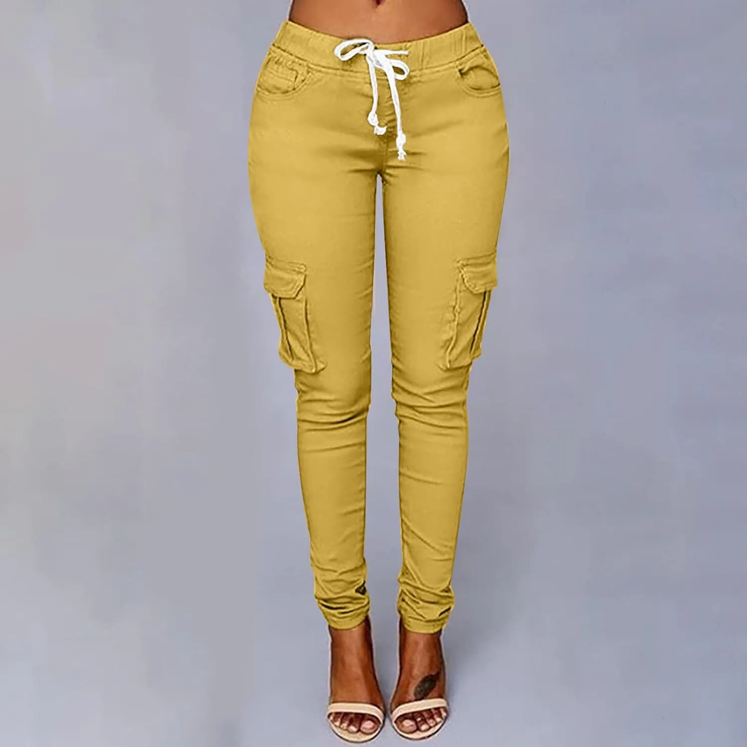 tuduoms Womens Cigarette Cargo Pants Stretchy Skinnys High Rise Skinny Butt Lifting Stretch Jogger Slimming Tactical Pants