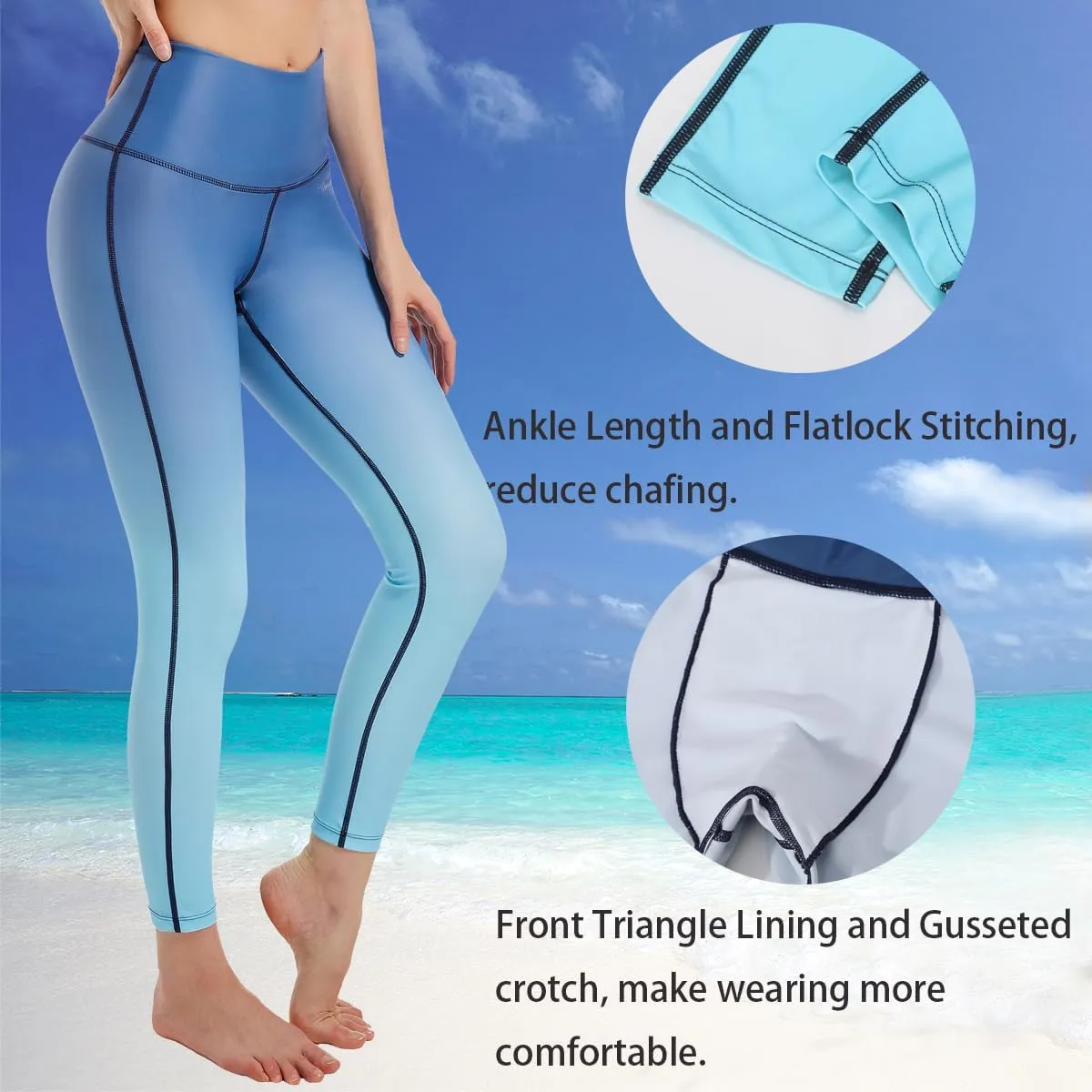 Ubestyle UPF 50  High Waist Women's Swim Pants Swim Leggings Swimming Tights Rash Guard Pants Sun Protective