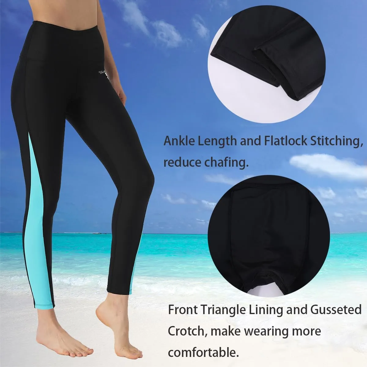 Ubestyle UPF 50  High Waist Women's Swim Pants Swim Leggings Swimming Tights Rash Guard Pants Sun Protective
