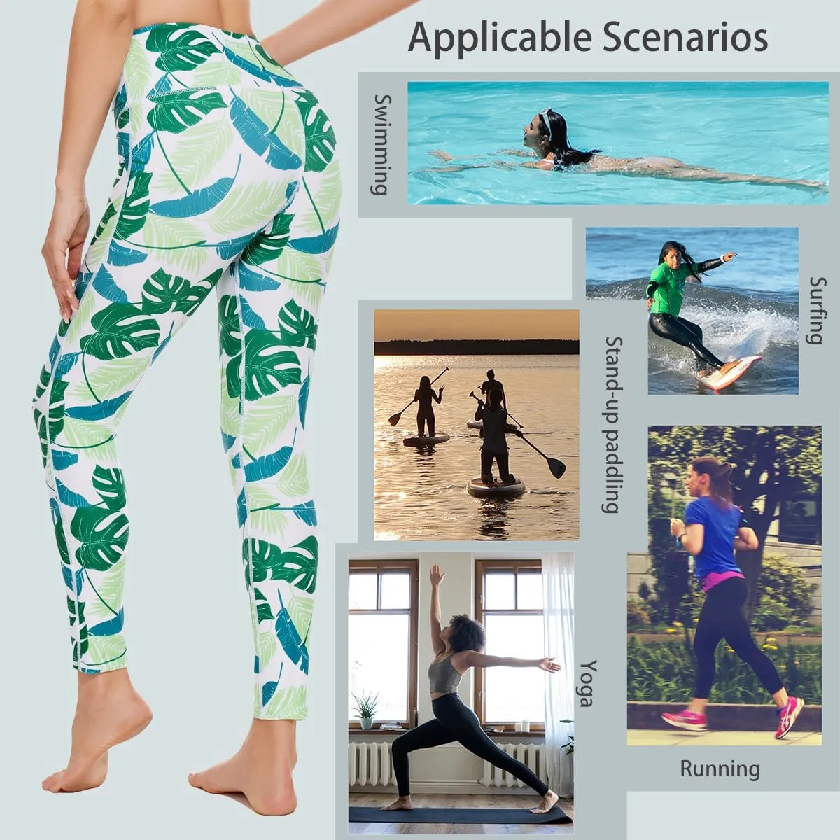 Ubestyle UPF 50  High Waist Women's Swim Pants Swim Leggings Swimming Tights Rash Guard Pants Sun Protective