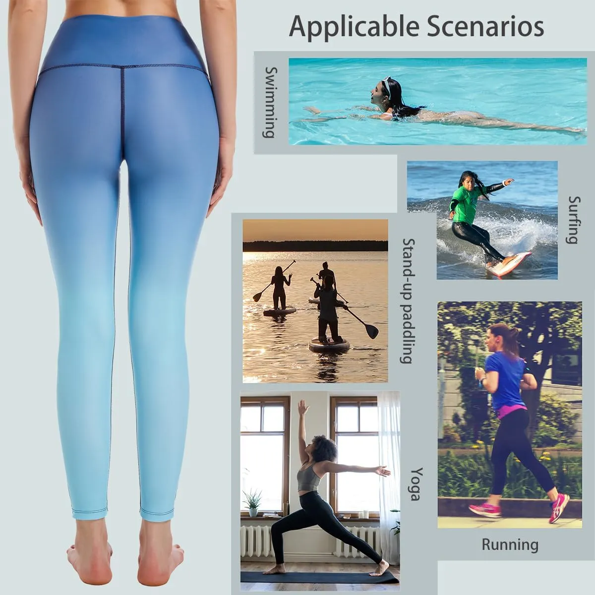 Ubestyle UPF 50  High Waist Women's Swim Pants Swim Leggings Swimming Tights Rash Guard Pants Sun Protective