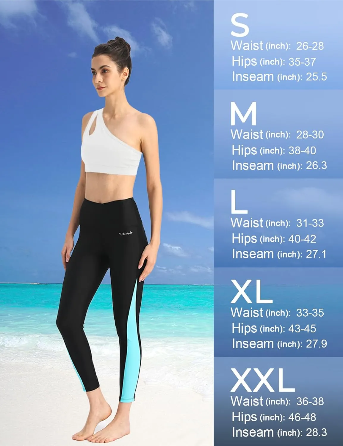 Ubestyle UPF 50  High Waist Women's Swim Pants Swim Leggings Swimming Tights Rash Guard Pants Sun Protective
