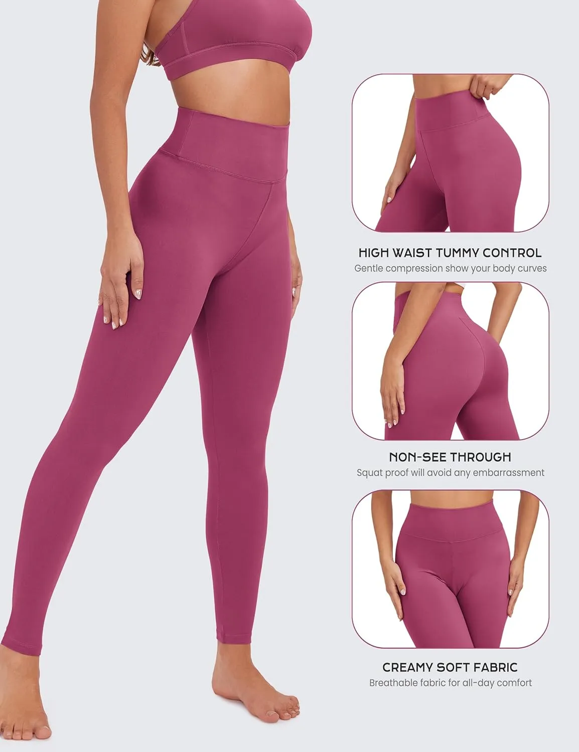 VALANDY Creamlush High Waisted Leggings for Women-Buttery Soft Solid Elastic Lounge Yoga Pants