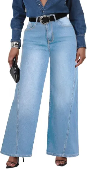 Wide Leg Jeans Woman High Waisted Stretch Baggy Loose Straight Leg Denim Pants