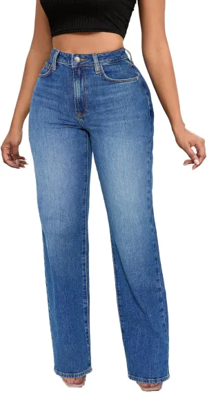 Wide Leg Jeans Woman High Waisted Stretch Baggy Loose Straight Leg Denim Pants