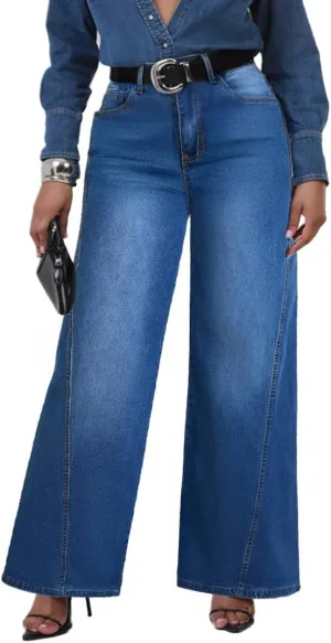 Wide Leg Jeans Woman High Waisted Stretch Baggy Loose Straight Leg Denim Pants