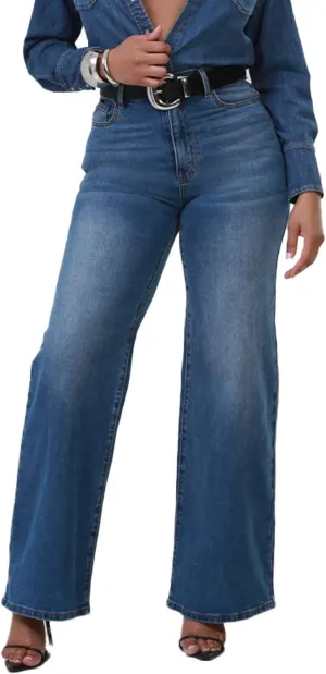 Wide Leg Jeans Woman High Waisted Stretch Baggy Loose Straight Leg Denim Pants