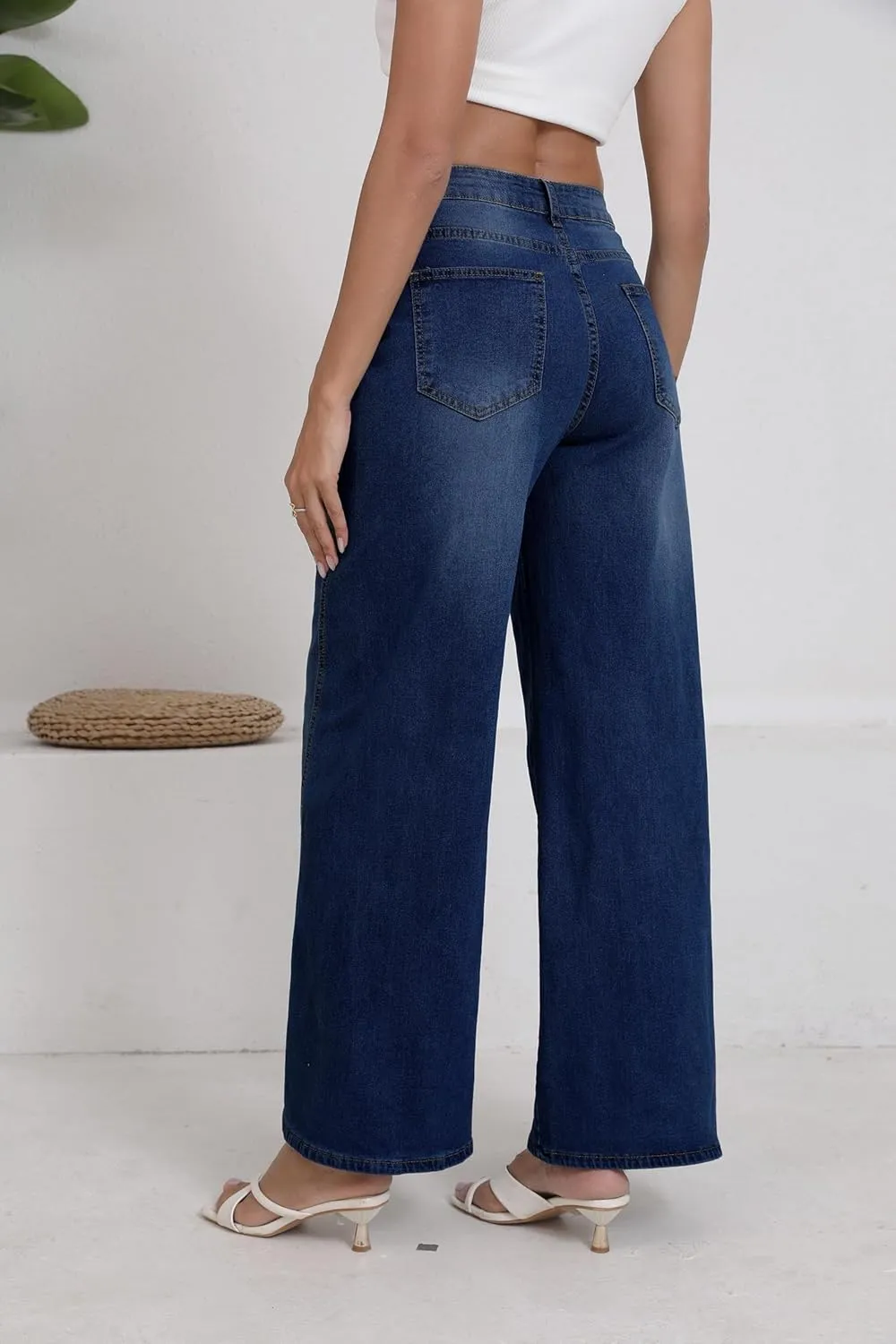 Wide Leg Jeans Woman High Waisted Stretch Baggy Loose Straight Leg Denim Pants