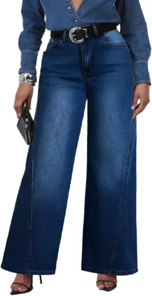 Wide Leg Jeans Woman High Waisted Stretch Baggy Loose Straight Leg Denim Pants